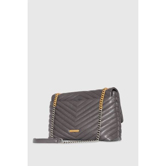 NEW REBECCA MINKOFF women's edie flap shoulder bag in graphite